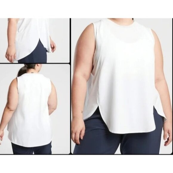 Athleta White Zephyr Tank Top Plus Size 1X Lightweight Flow Back Sleeveless - Picture 1 of 16